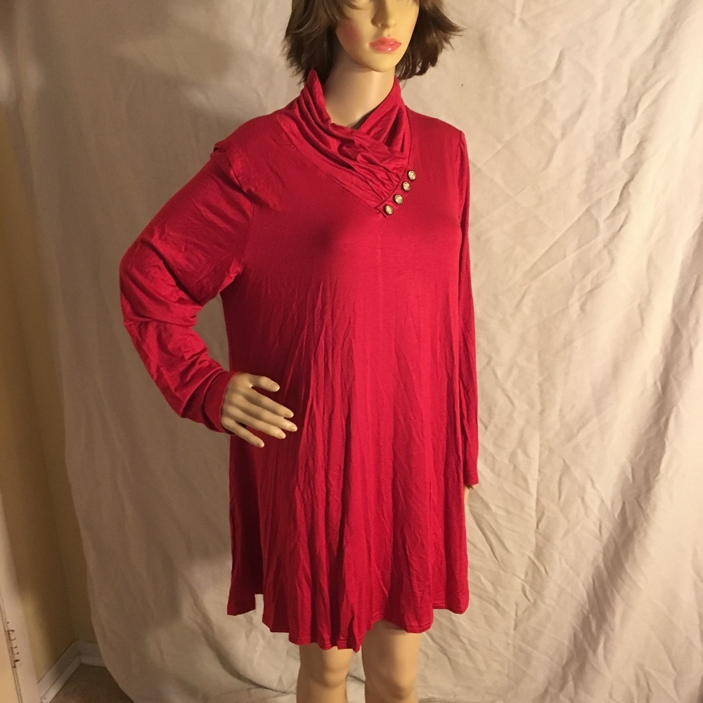 NIB Leo Rosi Michelle Button Tunic Red - Picture 4 of 6
